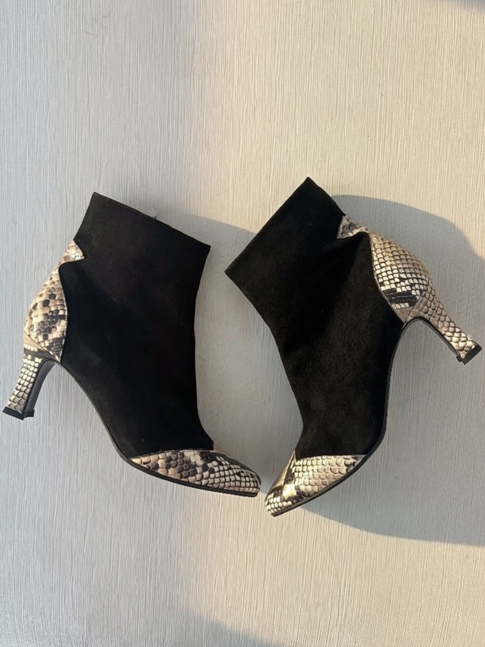 Vintage Alberto Zago Black Suede Snakeskin Boots EU 36.5